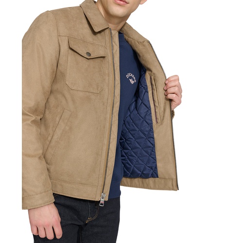 타미힐피거 Mens Faux Suede Trucker Jacket