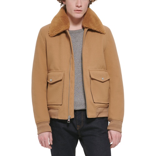 타미힐피거 Mens Faux-Fur-Collar Bomber Jacket