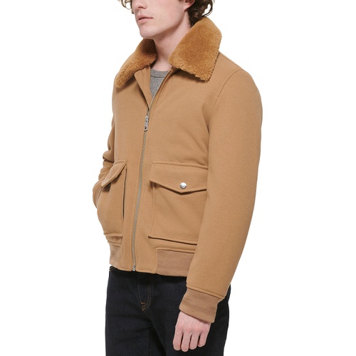 타미힐피거 Mens Faux-Fur-Collar Bomber Jacket