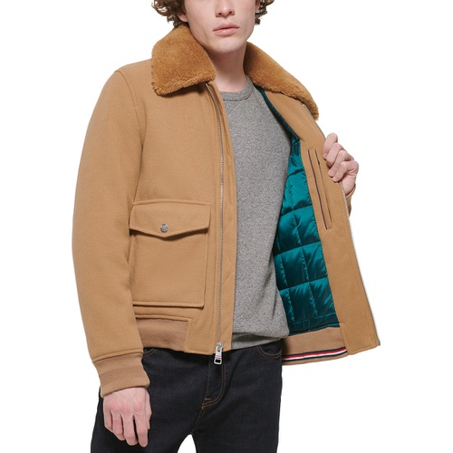 타미힐피거 Mens Faux-Fur-Collar Bomber Jacket