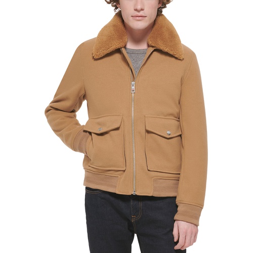 타미힐피거 Mens Faux-Fur-Collar Bomber Jacket