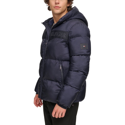 타미힐피거 Tommy Hilfger Mens New Ghost Logo Print Puffer Jacket