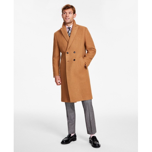 타미힐피거 Mens Modern-Fit Solid Double-Breasted Overcoat