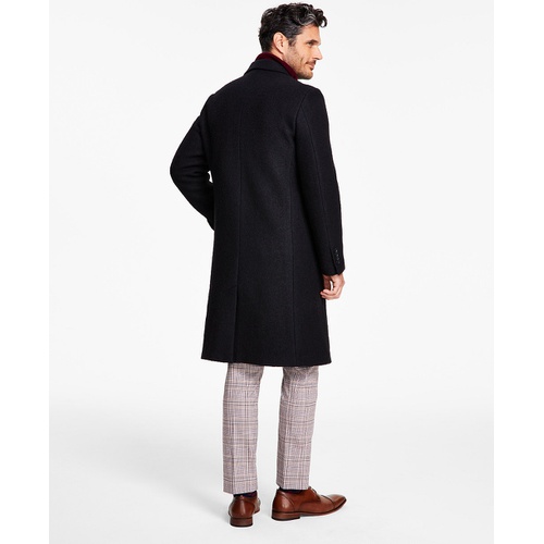 타미힐피거 Mens Modern-Fit Solid Double-Breasted Overcoat