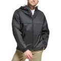 Mens Stretch Hooded Zip-Front Rain Jacket