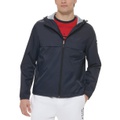 Mens Stretch Hooded Zip-Front Rain Jacket