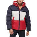 Mens Colorblock Performance Hooded Puffer Jacket