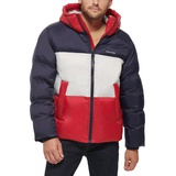 Mens Colorblock Performance Hooded Puffer Jacket