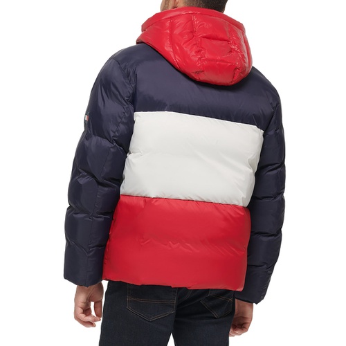 타미힐피거 Mens Colorblock Performance Hooded Puffer Jacket