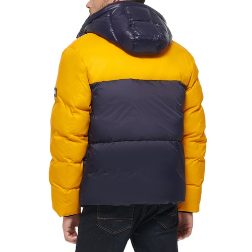 타미힐피거 Mens Colorblock Performance Hooded Puffer Jacket