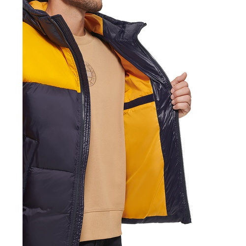 타미힐피거 Mens Colorblock Performance Hooded Puffer Jacket