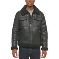 Mens Faux Leather Shortie Rancher Jacket with Fleece Accents