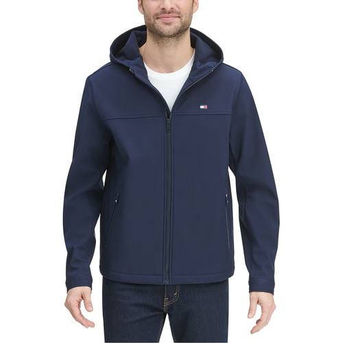 타미힐피거 Mens Hooded Soft-Shell Jacket