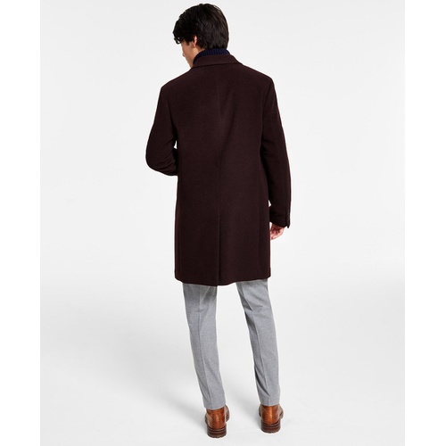 타미힐피거 Mens Addison Wool-Blend Trim Fit Overcoat