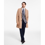 Mens Addison Wool-Blend Trim Fit Overcoat