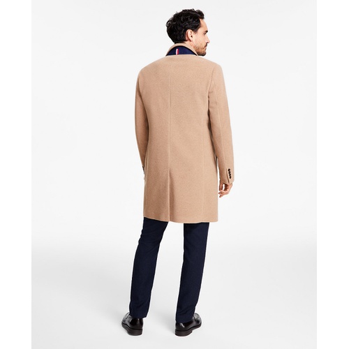 타미힐피거 Mens Addison Wool-Blend Trim Fit Overcoat