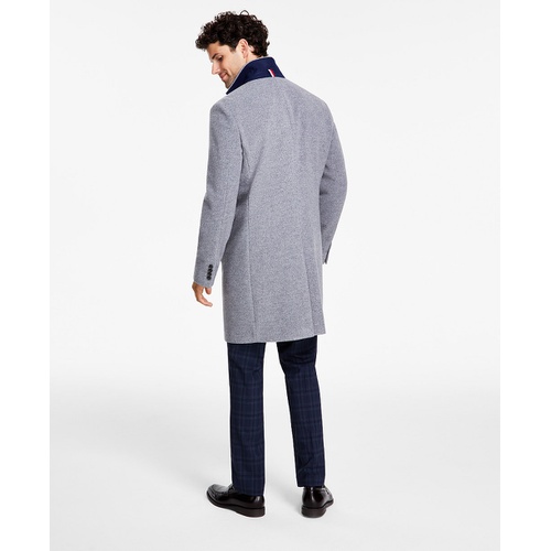 타미힐피거 Mens Addison Wool-Blend Trim Fit Overcoat