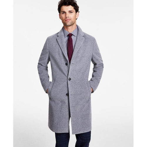 타미힐피거 Mens Addison Wool-Blend Trim Fit Overcoat