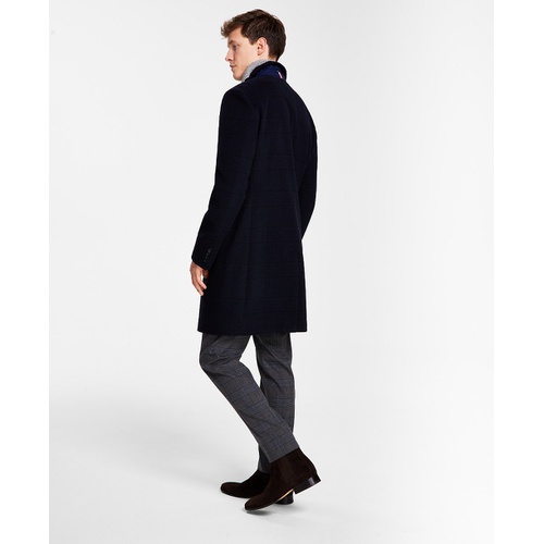 타미힐피거 Mens Addison Wool-Blend Trim Fit Overcoat