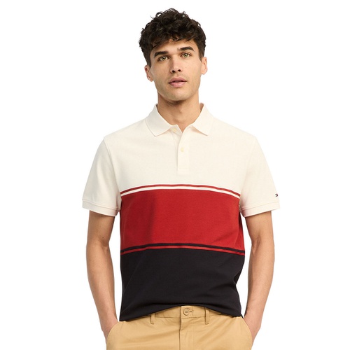 타미힐피거 Mens Regular-Fit Colorblocked Polo Shirt