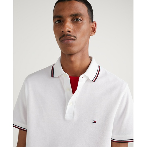 타미힐피거 Mens Slim-Fit 1985 Red White & Blue Polo Shirt