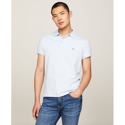 타미힐피거 Mens Pretwist Mouline Slim Fit Short Sleeve Polo Shirt