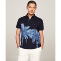 Mens Short Sleeve Palm Print Polo Shirt