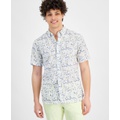 Mens Floral-Print Short-Sleeve Shirt