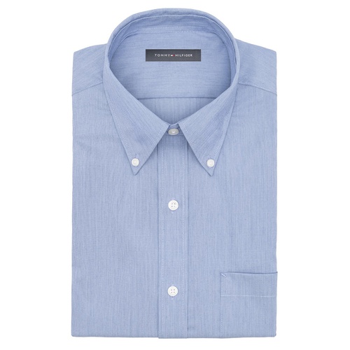 타미힐피거 Mens Regular Fit Wrinkle Resistant Stretch Dress Shirt