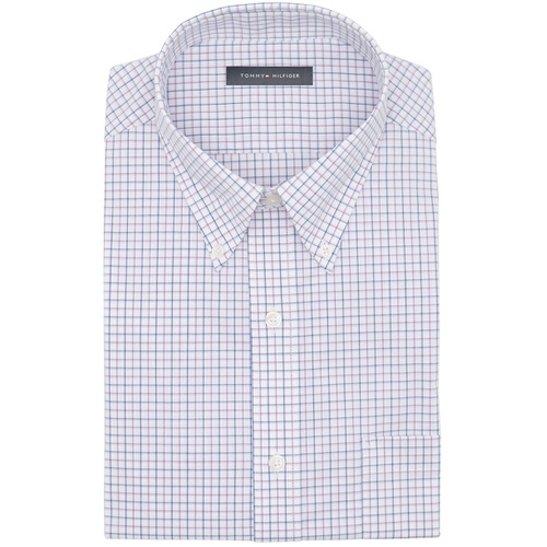 타미힐피거 Mens Regular Fit Wrinkle Resistant Stretch Dress Shirt