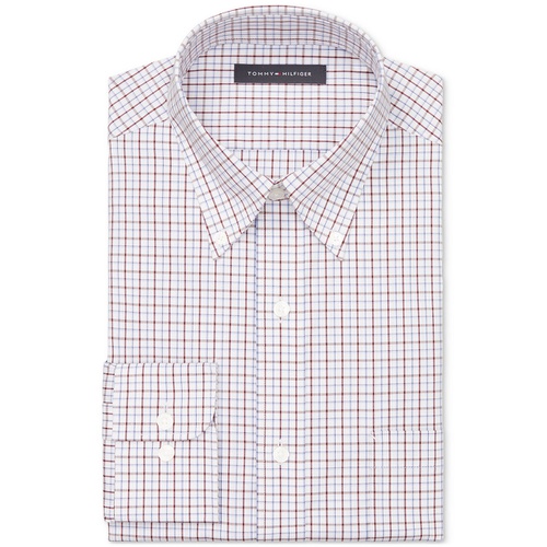 타미힐피거 Mens Regular Fit Wrinkle Resistant Stretch Dress Shirt