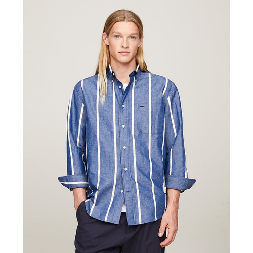 타미힐피거 Mens Regular-Fit Space Stripe Shirt