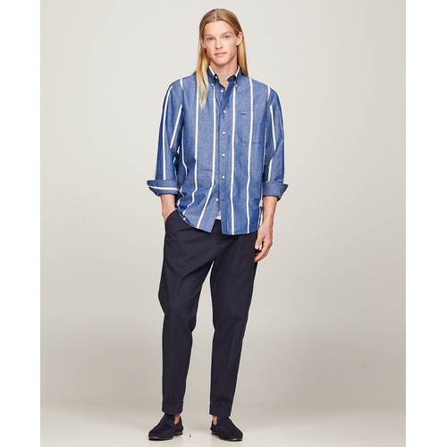 타미힐피거 Mens Regular-Fit Space Stripe Shirt