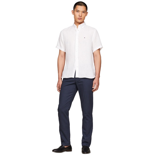 타미힐피거 Mens Regular-Fit Linen Short-Sleeve Shirt