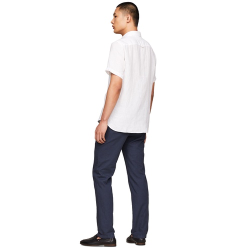 타미힐피거 Mens Regular-Fit Linen Short-Sleeve Shirt