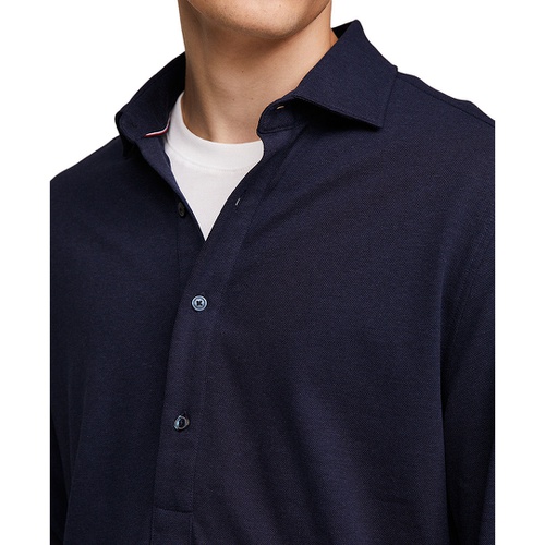 타미힐피거 Mens Pique Popover Long Sleeve Regular Fit Shirt