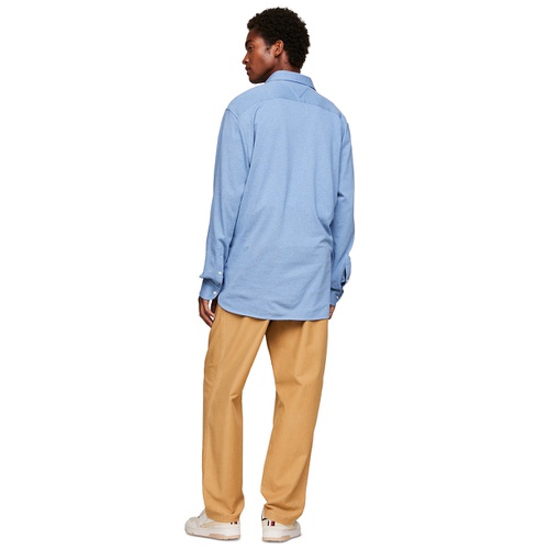 타미힐피거 Mens Pique Popover Long Sleeve Regular Fit Shirt