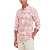 Mens Slim-Fit Gingham Check Button-Down Linen Shirt