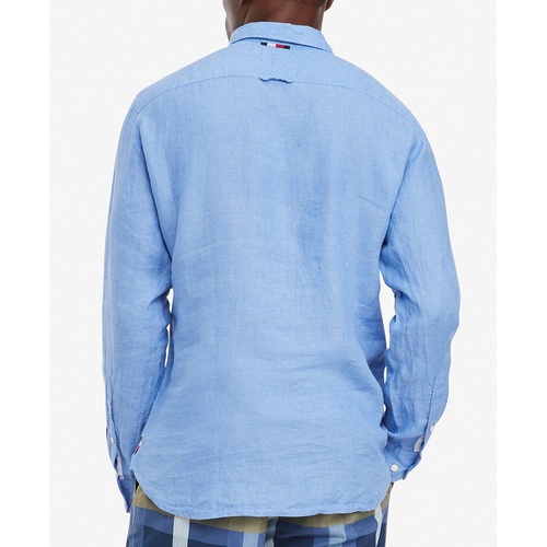 타미힐피거 Mens Pigment-Dyed Button-Down Long Sleeve Shirt