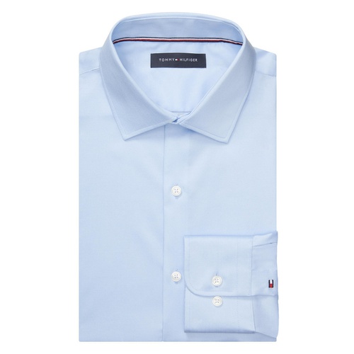 타미힐피거 Mens TH Flex Slim Fit Wrinkle Free Stretch Twill Dress Shirt