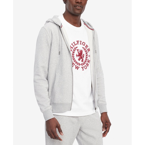 타미힐피거 Mens Long Sleeve Zip-Front Flag Logo Hoodie