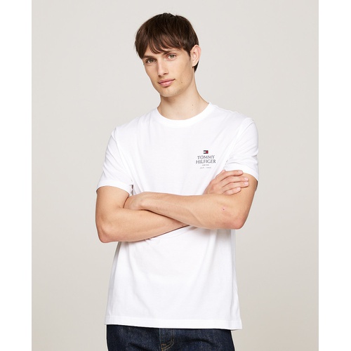 타미힐피거 Mens Short Sleeve Crewneck Stacked Logo T-Shirt