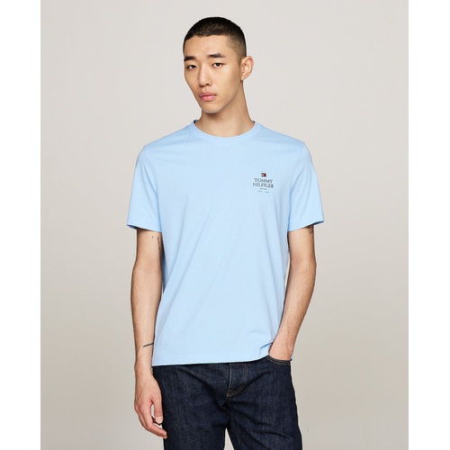 타미힐피거 Mens Short Sleeve Crewneck Stacked Logo T-Shirt