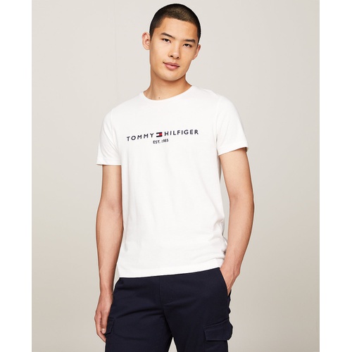 타미힐피거 Mens Embroidered Logo Slim-Fit Crewneck T-Shirt