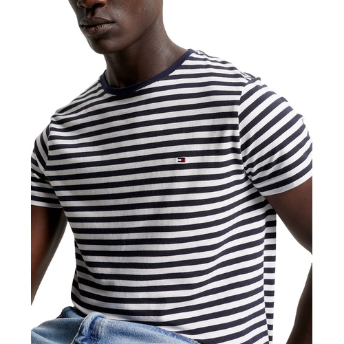 타미힐피거 Mens TH Flex Slim-Fit Striped T-Shirt