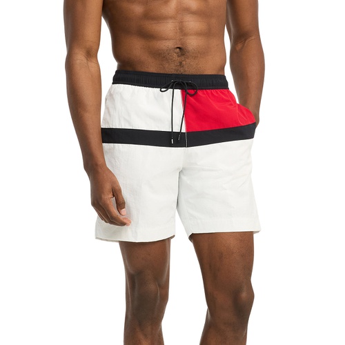 타미힐피거 Mens Long Drawstring Flag 7 Swim Trunks