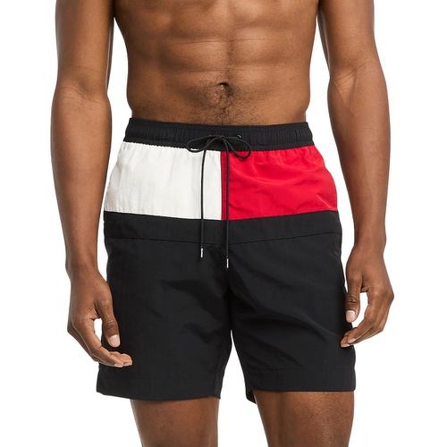 타미힐피거 Mens Long Drawstring Flag 7 Swim Trunks