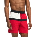 Mens Long Drawstring Flag 7 Swim Trunks