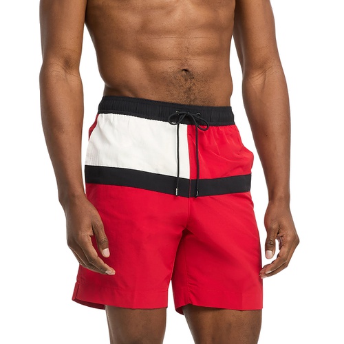 타미힐피거 Mens Long Drawstring Flag 7 Swim Trunks