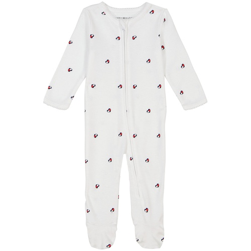 타미힐피거 Baby Girl Logo Print Cotton Footsie Coverall